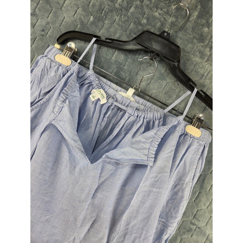 Haven Well Within Pajama Set Blue Cotton Cami Pants Crochet Trim Womens Medium